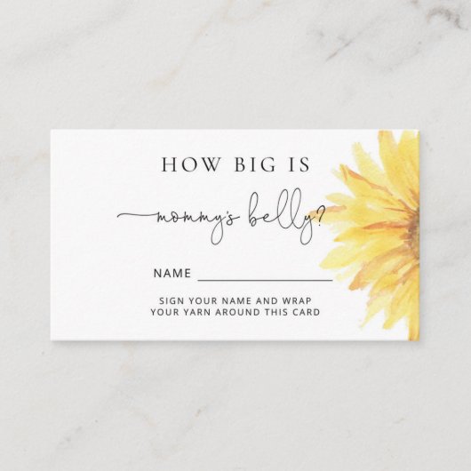 Waterverf zonnebloem hoe groot is mama's buik informatiekaartje (Voorkant)