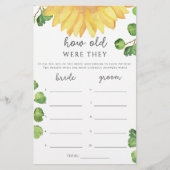 Waterverf zonnebloem Hoe oud waren ze in het bruid (Voorkant)