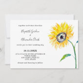 Waterverf Zonnebloem Horizontaal Elegant Eenvoudig Kaart (Voorkant)