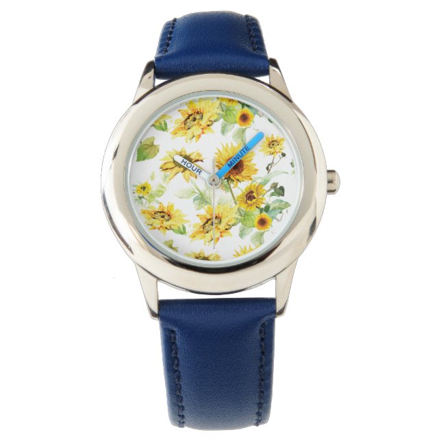 Waterverf Zonnebloem Horloge (Voorkant)