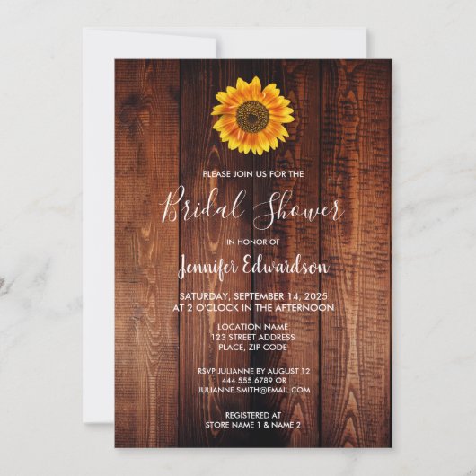 Waterverf zonnebloem hout Vrijgezellenfeest Kaart (Voorkant)