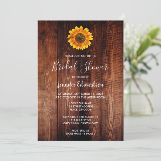 Waterverf zonnebloem hout Vrijgezellenfeest Kaart (Staand voorkant)