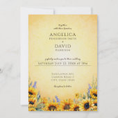 Waterverf Zonnebloem Huwelijksuitnodiging Kaart (Voorkant)