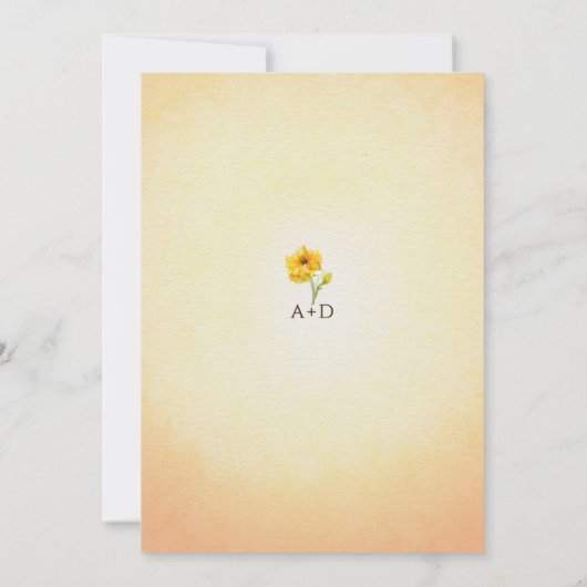 Waterverf Zonnebloem Huwelijksuitnodiging Kaart (Achterkant)