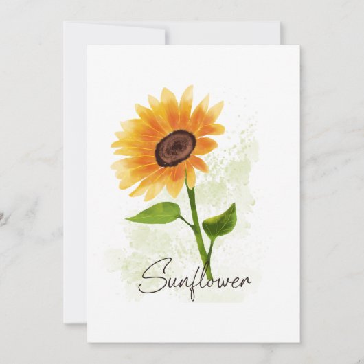 Waterverf Zonnebloem Illustratie – Bright & Cheer Kaart (Voorkant)