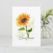 Waterverf Zonnebloem Illustratie – Bright & Cheer Kaart (Staand voorkant)