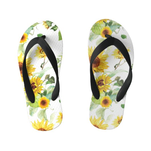Waterverf Zonnebloem Kinder Teenslippers (Voetbed)