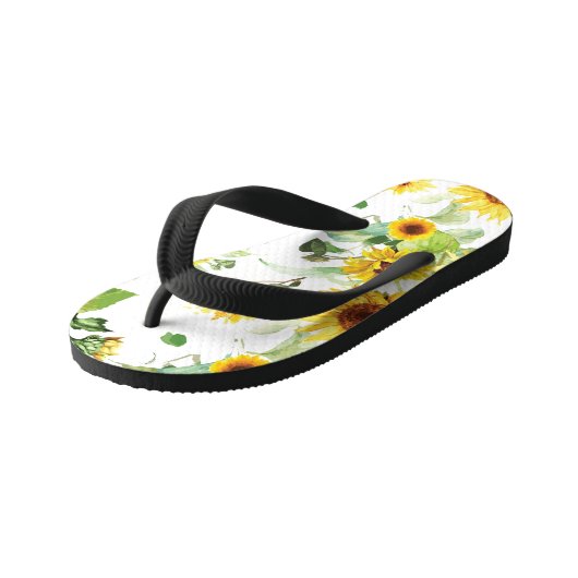 Waterverf Zonnebloem Kinder Teenslippers (Schuin)