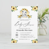 waterverf zonnebloem kleine olifantenbaby shower kaart (Staand voorkant)