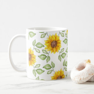 Waterverf zonnebloem koffiemok