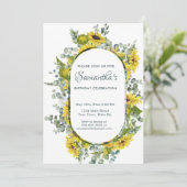 Waterverf Zonnebloem Krans Verjaardagsfeest Kaart (Staand voorkant)