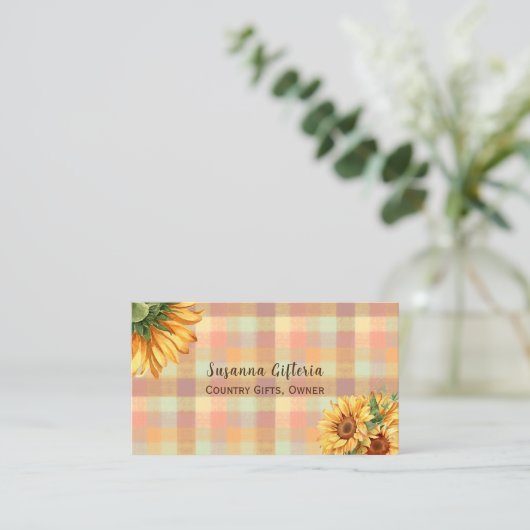 Waterverf Zonnebloem Land Play Visitekaartje (Staand voorkant)