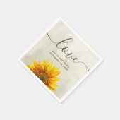 Waterverf zonnebloem. Landelijke bloemenscript bru Servet (Hoek)
