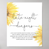 Waterverf zonnebloem Late night diapers Poster (Voorkant)