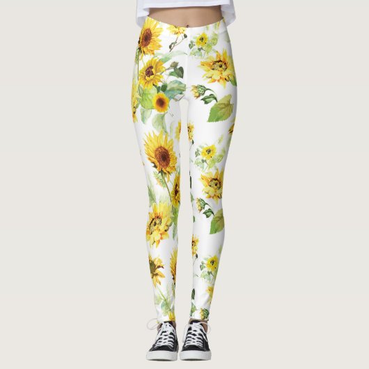 Waterverf Zonnebloem Leggings (Voorkant)