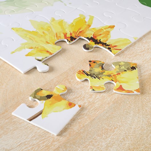 Waterverf Zonnebloem Legpuzzel (Zijkant)