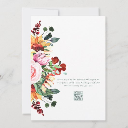 Waterverf Zonnebloem Lente Zomer Herfst Huwelijk Kaart (Achterkant)