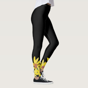 Waterverf Zonnebloem Levendig Geel Handgeschilderd Leggings