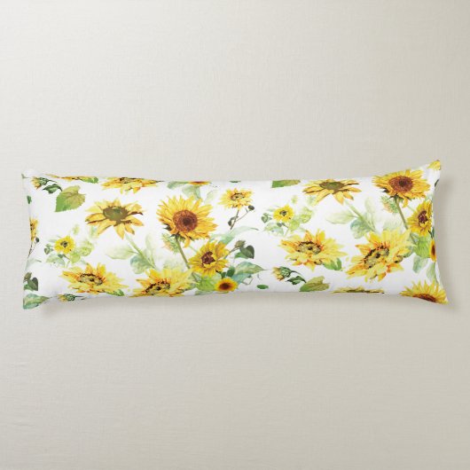 Waterverf Zonnebloem Lichaamskussen (Achterkant)