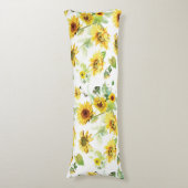 Waterverf Zonnebloem Lichaamskussen (Voorkant Verticaal)