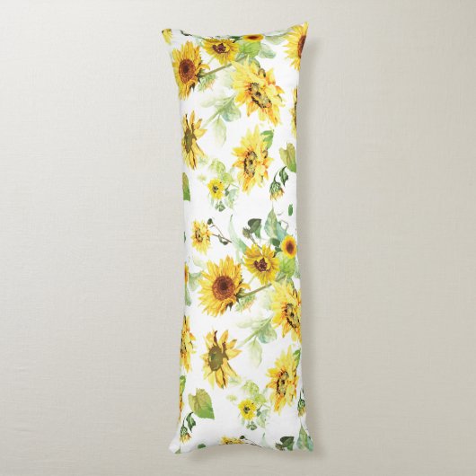 Waterverf Zonnebloem Lichaamskussen (Achterkant (Verticaal))