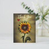 Waterverf Zonnebloem Liefde Bloem Dank je wel Briefkaart (Staand voorkant)