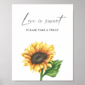 Waterverf zonnebloem - Liefde is zoet neem een tra Poster (Voorkant)