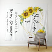 Waterverf Zonnebloem Lijst Baby shower Achtergrond Wandkleed (In Situ (horizontaal))