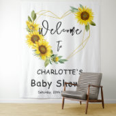 Waterverf Zonnebloem Lijst Baby shower Achtergrond Wandkleed (In situ)