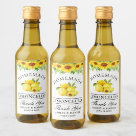 Waterverf Zonnebloem Limoncello Mini flesetiketten Wijn Etiket