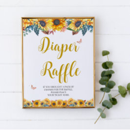 Waterverf Zonnebloem Luidplaatje Raffle Poster