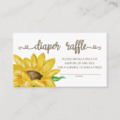 Waterverf Zonnebloem luier loterij ticket Informatiekaartje (Voorkant)