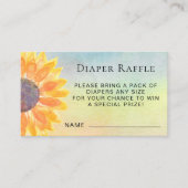 Waterverf Zonnebloem Luier Raffle Baby shower Informatiekaartje (Voorkant)