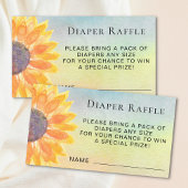 Waterverf Zonnebloem Luier Raffle Baby shower Informatiekaartje