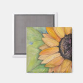 Waterverf Zonnebloem Magneet (Voorkant / Achterkant)