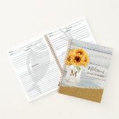 Waterverf Zonnebloem Mason Jar Shabby Wood Recept Notitieboek (Binnen)