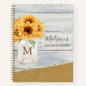 Waterverf Zonnebloem Mason Jar Shabby Wood Recept Notitieboek (Voorkant)