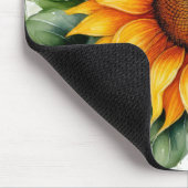 waterverf zonnebloem met groene bladeren muismat (Hoek)