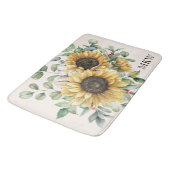 Waterverf Zonnebloem met Initialen Vintage Landeli Badmat (Gekanteld)