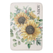 Waterverf Zonnebloem met Initialen Vintage Landeli Badmat (Voorkant Verticaal)