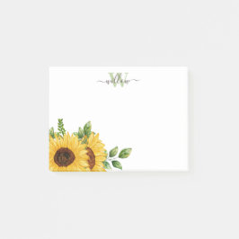 Waterverf Zonnebloem met monogram Post-it® Notes
