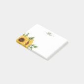 Waterverf Zonnebloem met monogram Post-it® Notes (Schuin)