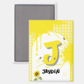 Waterverf zonnebloem met vlindermagneet magneet (Voorkant / Achterkant)