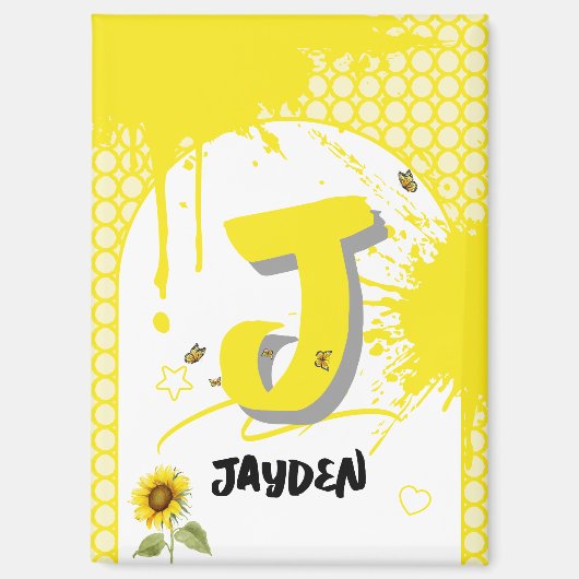 Waterverf zonnebloem met vlindermagneet magneet (Voorkant)