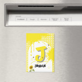 Waterverf zonnebloem met vlindermagneet magneet (Insitu (Vaatwasser))