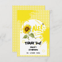 Waterverf zonnebloem met vlinders 1e verjaardag