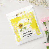 Waterverf zonnebloem met vlinders 1e verjaardag bedankzakje (Gezegeld)