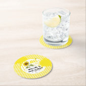 Waterverf zonnebloem met vlinders 1e verjaardag ronde kartonnen onderzetter (Insitu)