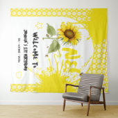 Waterverf zonnebloem met vlinders 1e verjaardag wandkleed (In Situ (horizontaal))