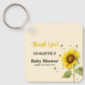 Waterverf Zonnebloem met Vlinders Baby shower Sleutelhanger (Voorkant)